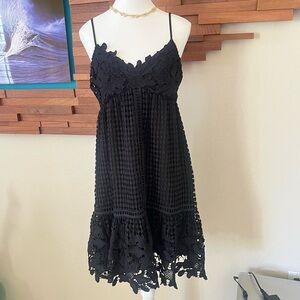 Anthropology Black Lace Trim Dress